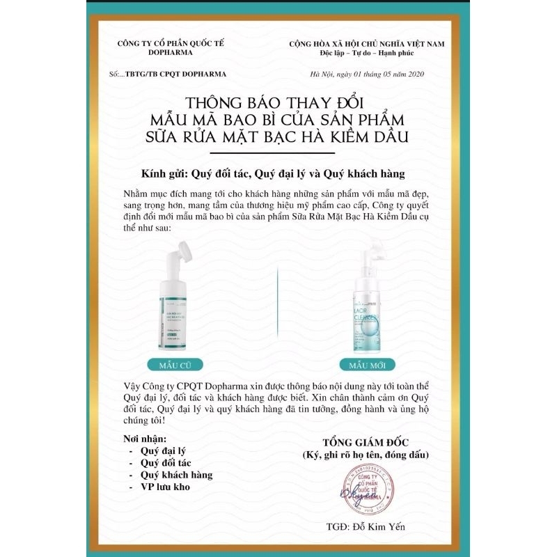 Sữa Rửa Mặt Dành Cho Da Dầu Lacir Cleanser