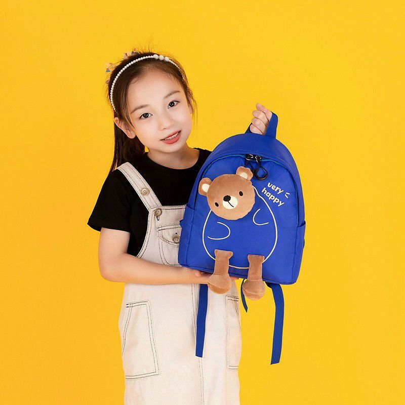Balo cho bé mầm non mẫu giáo gấu nâu Teddy mới 2022 siêu nhẹ chống nước chống cho bé