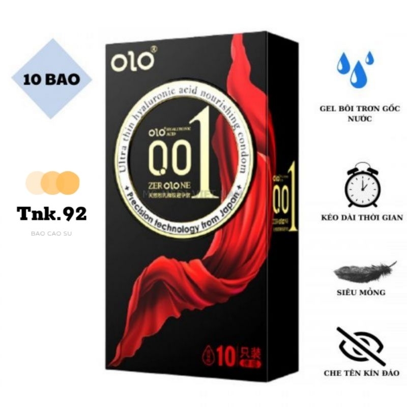 Bao cao su OLO Thin 001 Square Black, Gel bôi trơn gốc nước, size ôm sát vừa vặn cho cảm giác chân thật