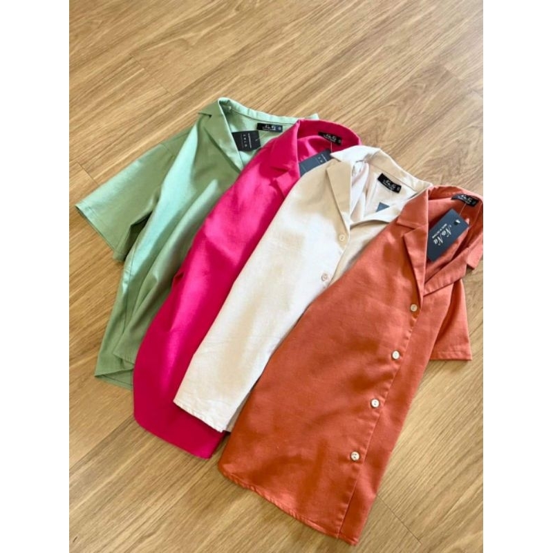 Pass áo sơ mi linen NaNa vnxk màu be kem size S