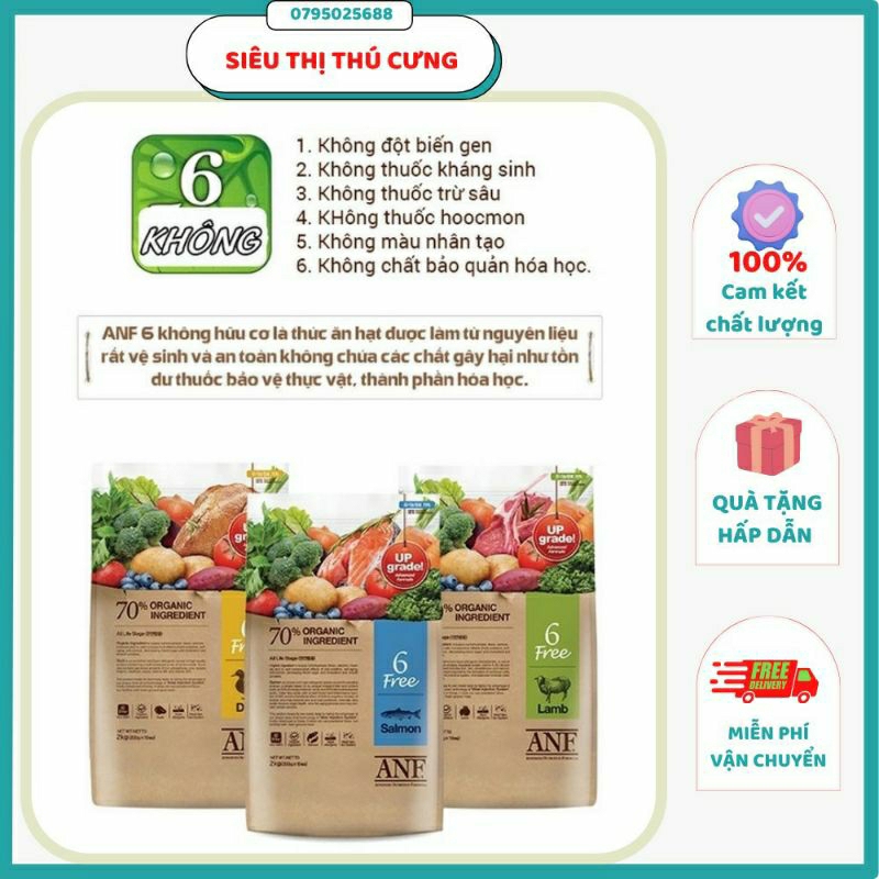 ANF Thức ăn hạt Cho chó 6kg vị vịt , cừu và cá hồi