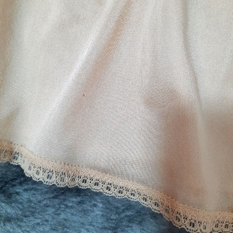 Đầm 2s thun lụa phối ren dáng babydoll màu nude DR5005L