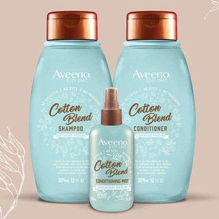 Dầu gội/xả tóc thiên nhiên Aveeno Cotton Blend Sulfate-Free for Light Moisture & Soothed Scalp 354ml (Mỹ)