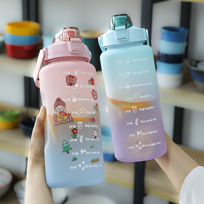 Bình đựng nước 2 lít có vạch báo giờ tiện lợi - Chất liệu an toàn - Topbody