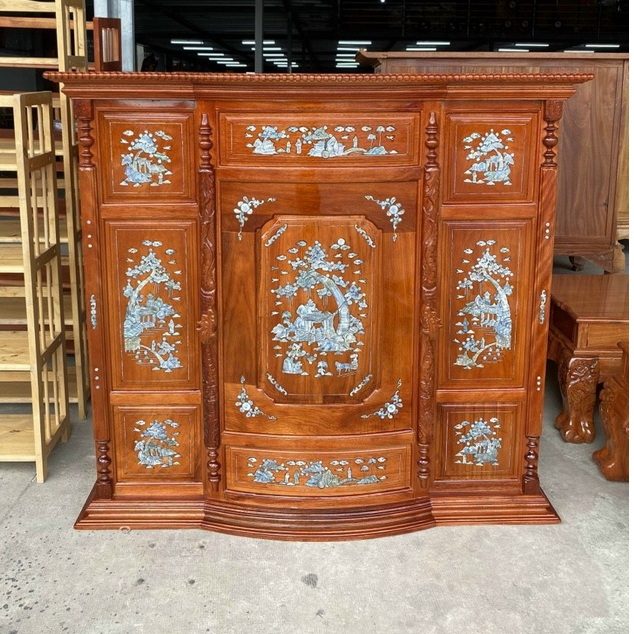 Tủ thờ bụng phệ gỗ căm xe nhiều kích thước (FREESHIP 70 KM )