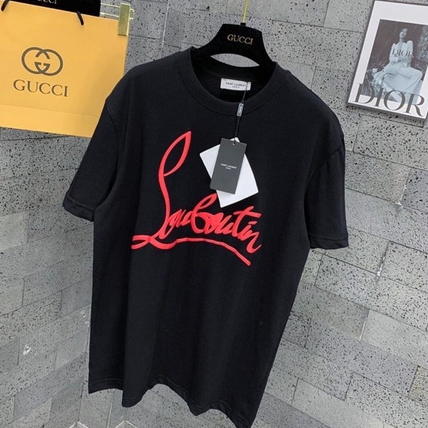 Áo Phông LC louboutin Trơn ❤ Áo Thun Tay Lỡ Logo In Chìm Chất Cotton Dày Dặn - Hottrend 2023