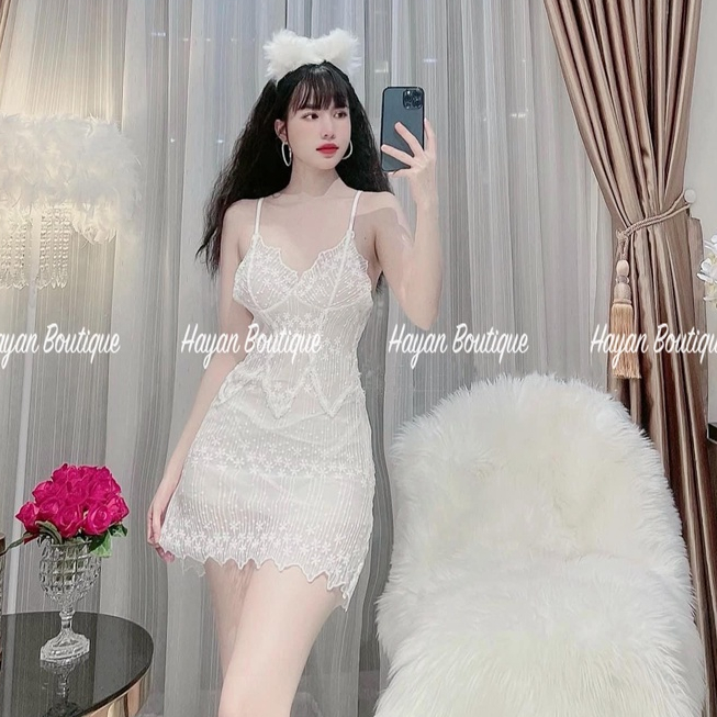 HT67 Váy ngủ sexy pha lê siêu đẹp tặng CHÍP, đầm ngủ ren mềm mại quyến rũ Haayan Boutique HT67 | BigBuy360 - bigbuy360.vn