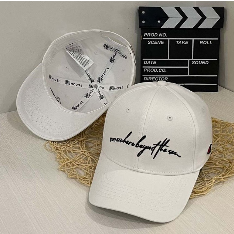 Mũ lưỡi trai "Champion Somewhere" màu Đen logo thêu nổi Free size dành cho nam nữ.