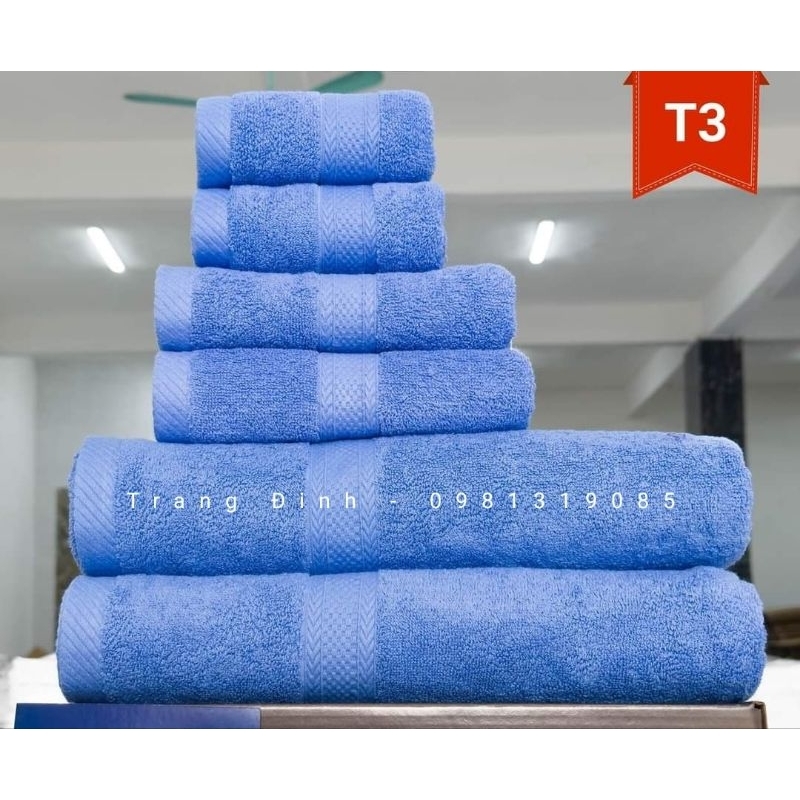 Set 3 khăn quà tặng cao cấp xuất Châu Âu,100% cotton thấm hút cực tốt