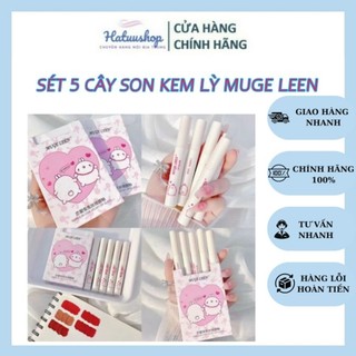 Sét 5 cây son kem lỳ muge leen trái tim mềm môi lên màu chuẩn