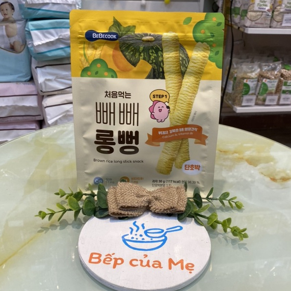 Bánh gạo lứt hữu cơ thanh dài bebecook, bánh gạo lức ăn dặm cho bé hàn quốc, step 1, shop bếp của mẹ.