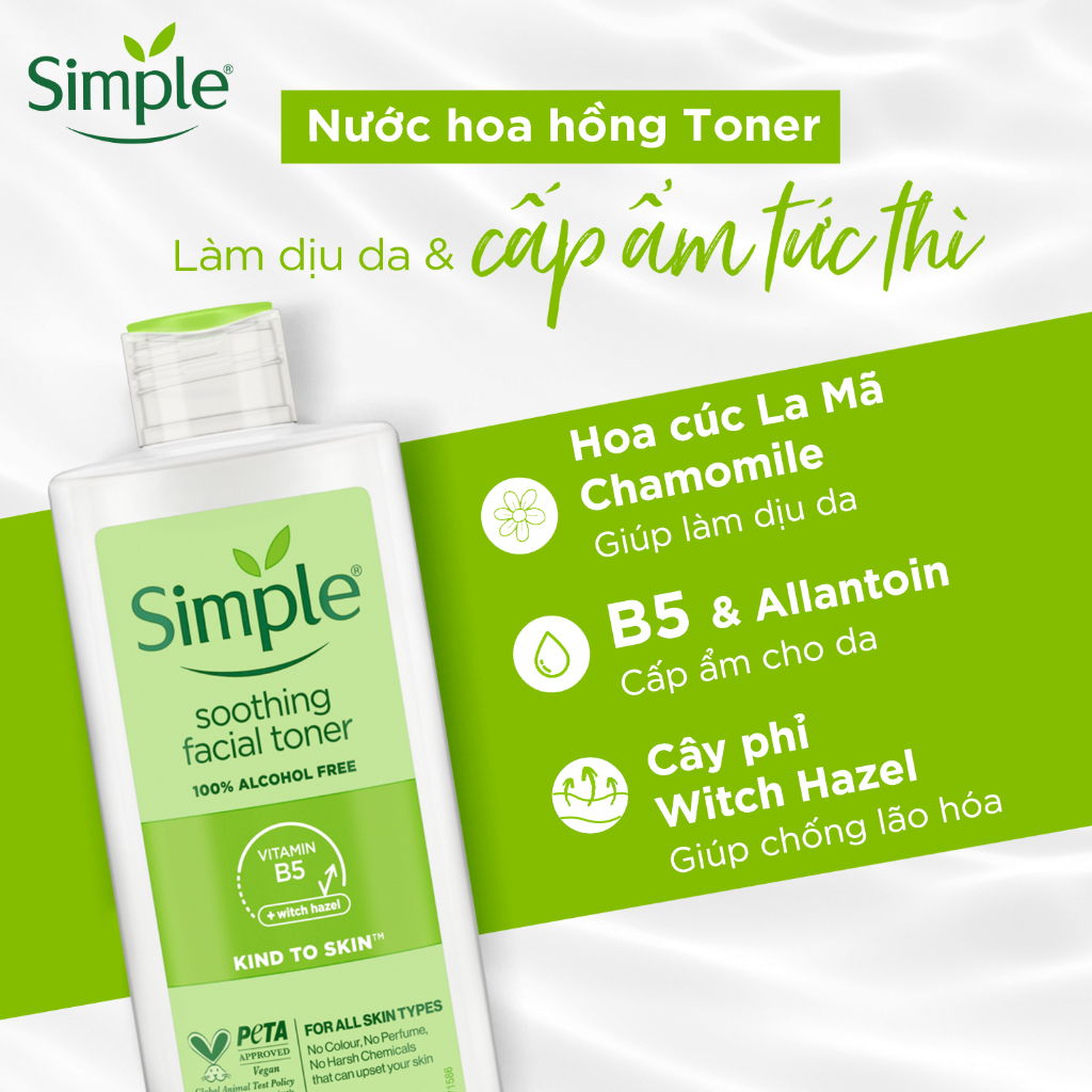 Combo Simple Sữa rửa mặt 150ml + Nước hoa hồng 200ml 