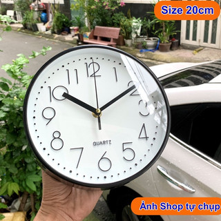 [20 CM] Đồng hồ treo tường, Đồng hồ trang trí decor cao cấp Qhouse máy kim trôi phong cách hiện đại