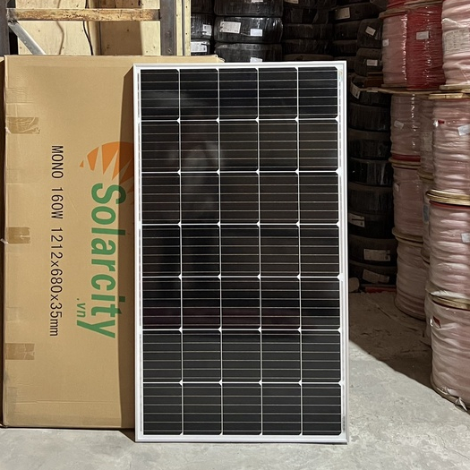 Tấm pin năng lượng mặt trời mono 160w/18v Solarcity kèm 1 cặp jack mc4 đơn (hàng chính hãng, bảo hành 12 năm)