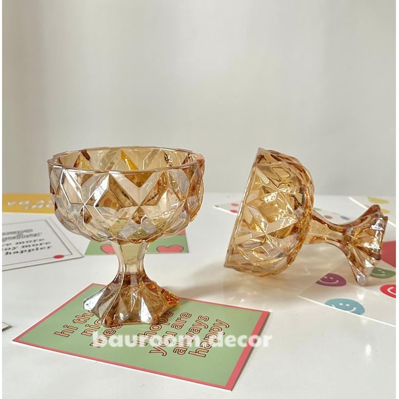 Ly thủy tinh họa tiết kim cương sang trọng decor ( Hàng có sẵn / Shop tự chụp )