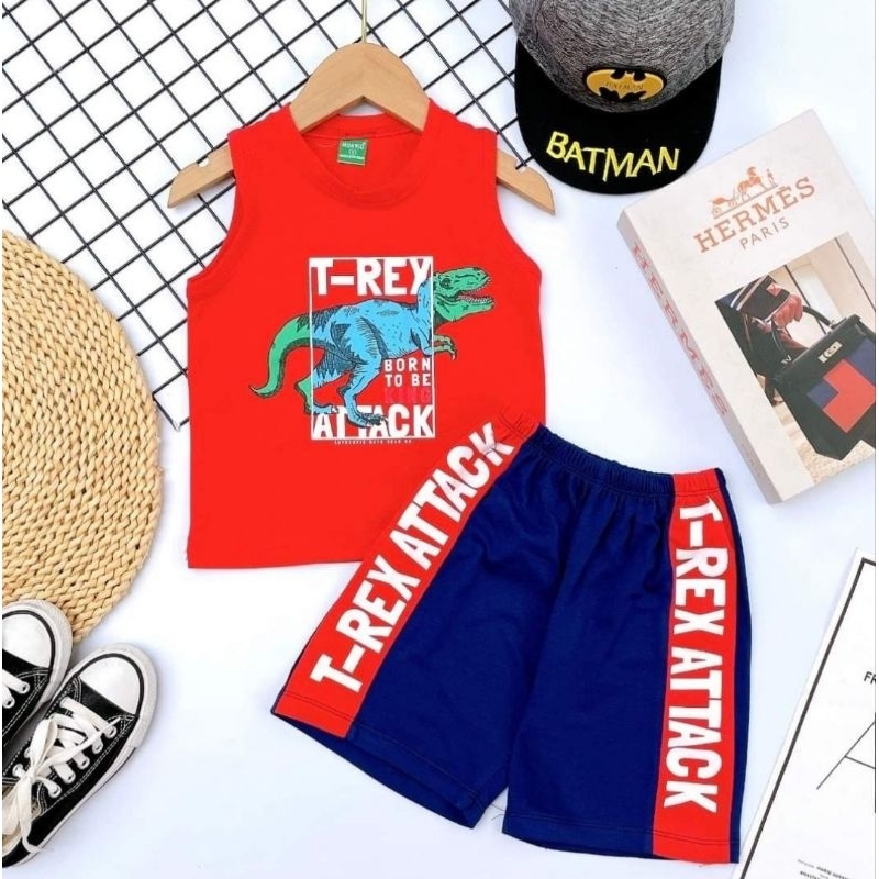 Bộ ba lỗ bé trai thun cotton mỏng mát in siêu nhân size nhí 10-20kg