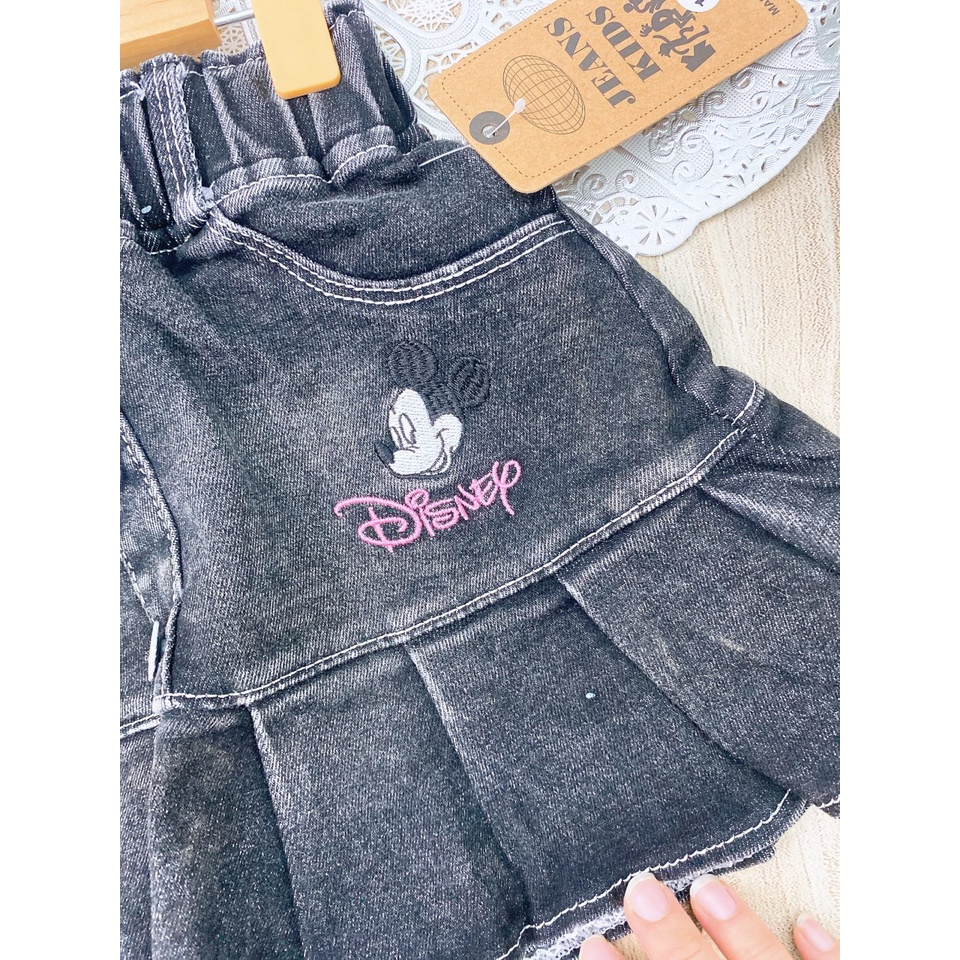 Chân váy jean bé gái mẫu micky cực sang chảnh, chân váy bò cho bé gái 10-21kg