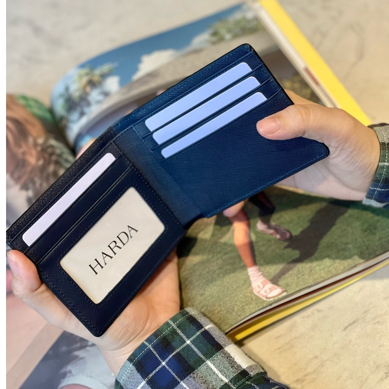 VÍ da nam Bóp da ngang Harda làm từ da Saffiano nhâp khẩu cao cấp