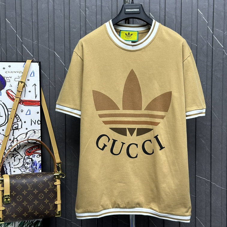 Áo T-shirt Gucci x Adidas logo in phối sọc viền LA on web