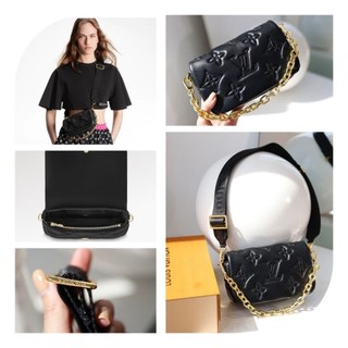 Túi xách nữ LV Wallet sz18cm da bò siêu mềm mịn kèm 2 dây đeo fullbox nam châm