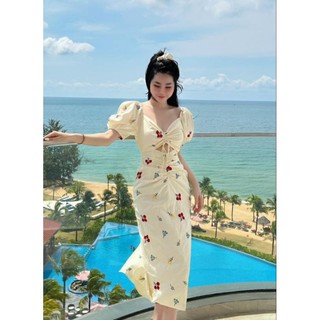SIÊU HOT Váy hoa đi biển cổ vuông cúp ngực (có lót)