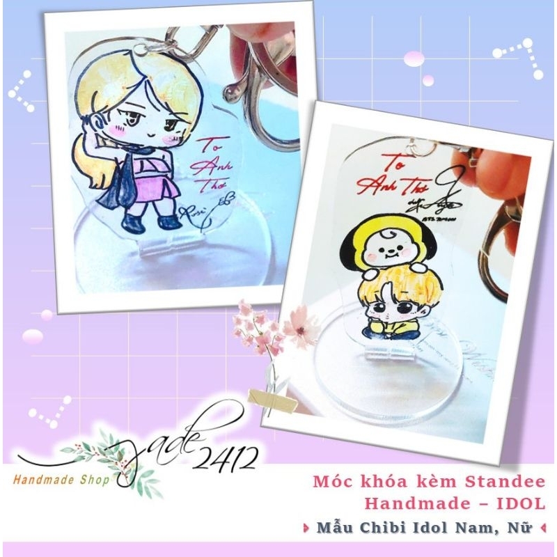 MÓC KHOÁ KÈM STANDEE HANDMADE- IDOL KPOP ANIME