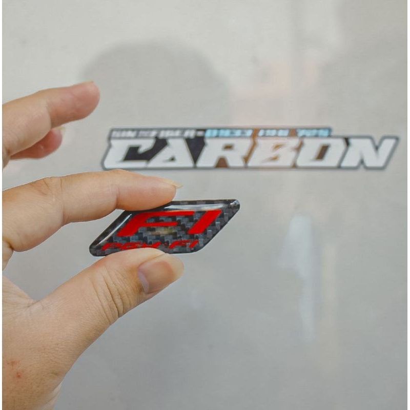 Tem Dán FI Đỏ Đúc Vải Carbon Fiber 100% Cao Cấp