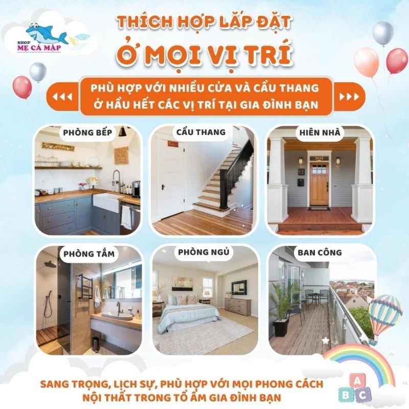 (Hỏa tốc HCM) Thanh chắn cửa, chắn cầu thang không khoan tường an toàn cho trẻ nhỏ