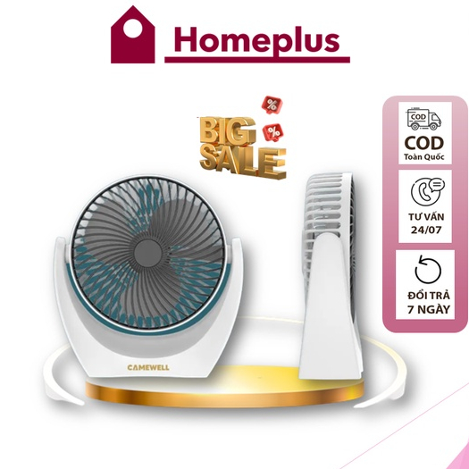 Quạt mini để bàn, quạt tích điện CameWell động cơ không tiếng ồn, xoay 210 độ, pin khủng, bán chạy 2022 Cwell Store