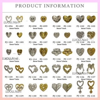Charm tim tổng hợp màu bạc trang trí móng tay