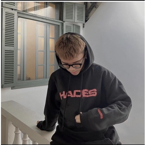 Áo Hoodie Nỉ Bông In Chữ Hades Có Mũ Dáng Rộng Unisex Cho Nan Nữ