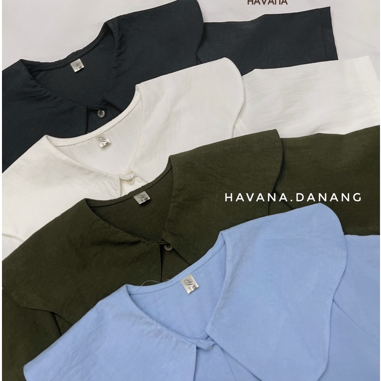 Áo sơ mi ngắn tay form babydoll cổ lá sen freesize phong cách Hàn Quốc HEF25