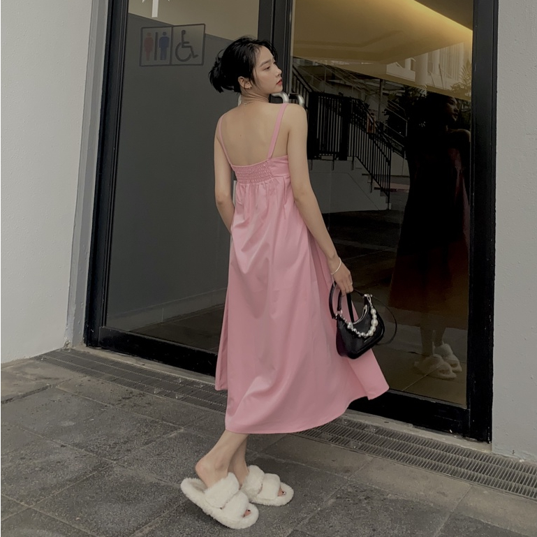 Váy nữ hai dây dáng dài Mosei Dress đầm hở lưng local brand form suông che dáng siêu xinh thiết kế túi 2 bên có bigsize | BigBuy360 - bigbuy360.vn