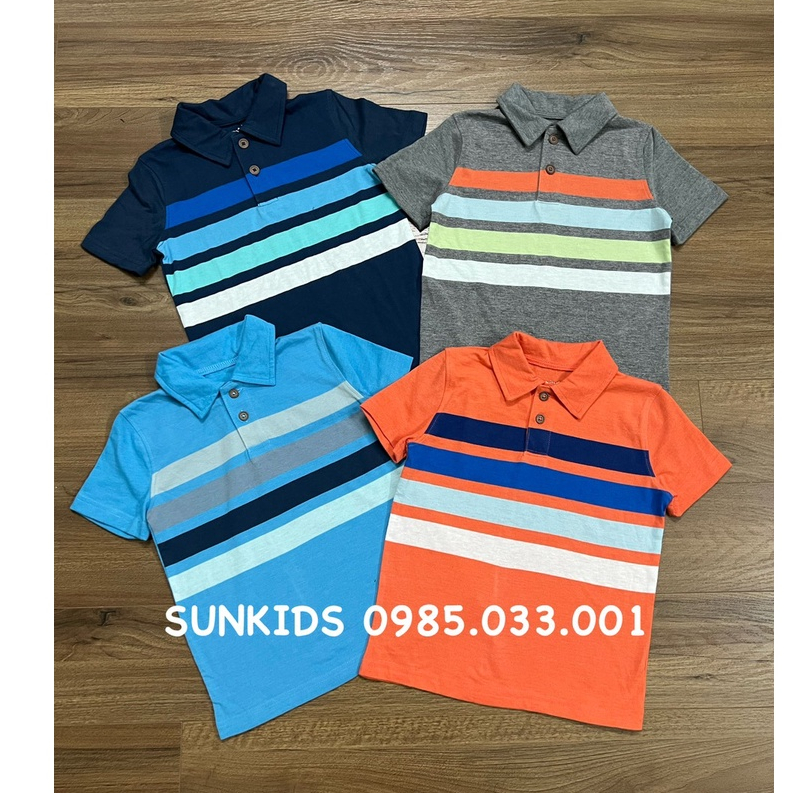 Áo bé trai Polo cotton xuất xịn Jum kẻ ngang