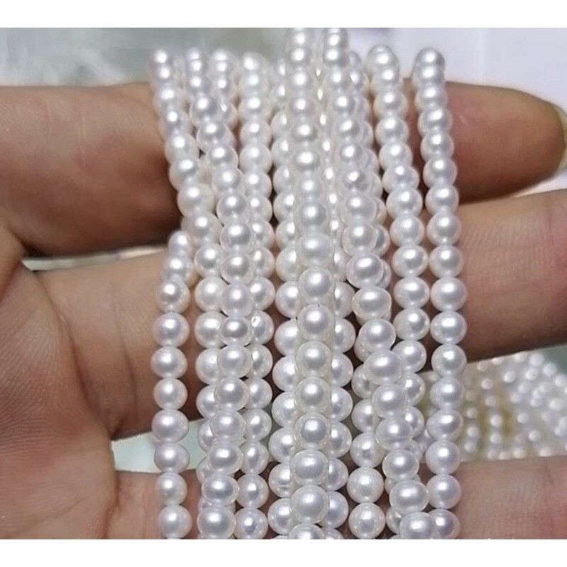 Chuỗi dây hạt ngọc trai nhựa 10mm màu trắng xâu sẵn dùng chụp ảnh sản phẩm,chụp nail,