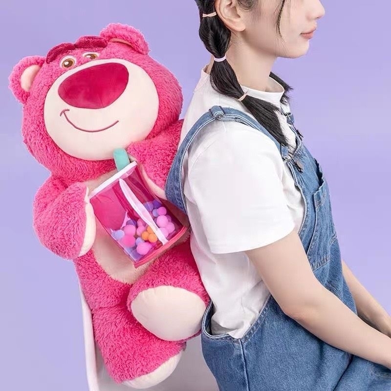 Gấu bông Lotso ôm ly trà sữa dễ thương chính hãng Miniso