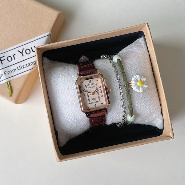Đồng hồ nữ Doukou DK67 dây da mềm mặt chữ nhật tuyệt đẹp sô giờ hiện đại phong cách Hàn Quốc #4