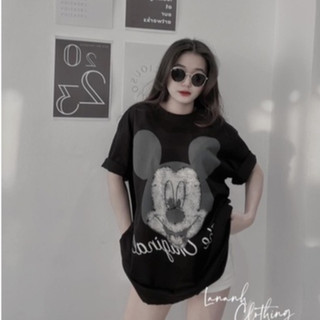 Áo thun nữ, áo phông cộc tay MICKEY in to 2 mặt chất cotton form thụng dưới 75kg vừa Maianhshop