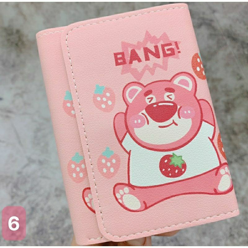 Ví nữ bóp nữ cầm tay gấu dâu gập 3