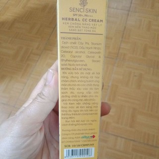 SENCI SKIN HERBAL CC CREAM – ( KEM NỀN CHỐNG NẮNG UVA/UVB SPF50+, PA+++).