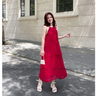 ZAREEN | ĐẦM CỔ YẾM 2 TẦNG ZAREEN DAX64 ĐỎ