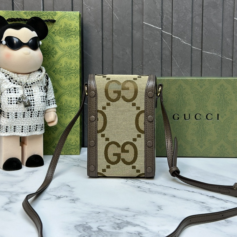 Túi đeo chéo Gucci mini nâu họa tiết GG to fullbox bill thẻ LA on web