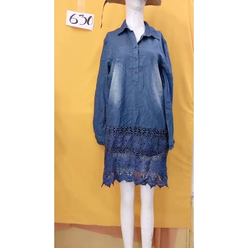 đầm denim phối ren size M/L. S630