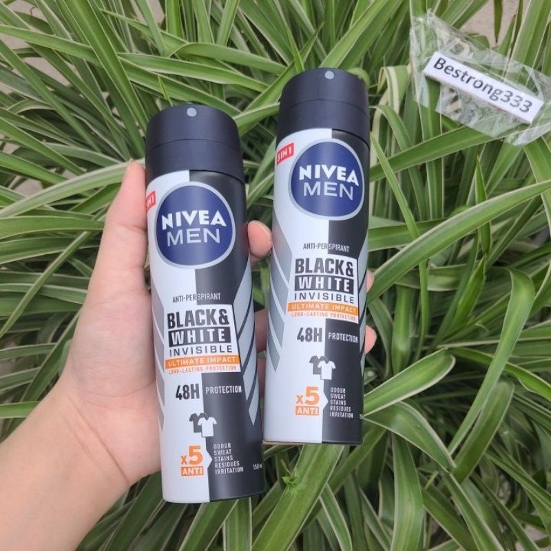 [MẪU MỚI] Xịt ngăn mùi Nivea Men Black & White giúp giảm hình thành vệt ố vàng trên áo 150ml