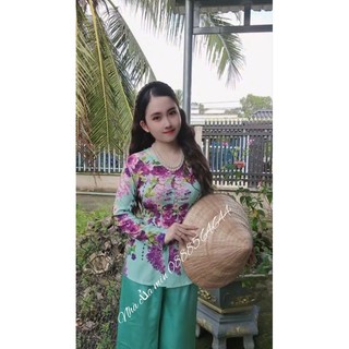 Bộ bà ba lụa in 4d, có tách áo lẻ