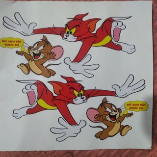 Cặp tem Tom Jerry đố anh bắt được em, Tem decal Tom Jerry, Tem hoạt hình, Tem đố anh bắt được em