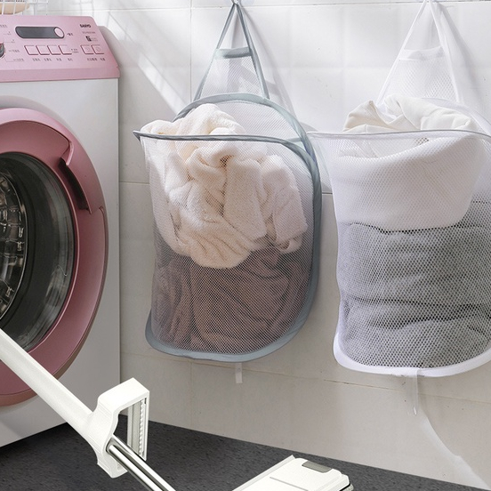 Giỏ đựng đồ quần áo giặt túi lưới móc dán không cần đục lỗ treo phòng tắm (TL33)