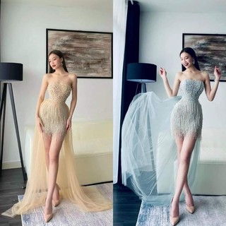 Đầm jum  tiệc đính tua rua