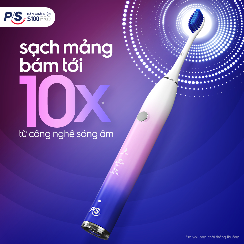 Bàn Chải Điện P/S S100 PRO - Công Nghệ Sóng Âm, Chải Sạch Mảng Bám Tới 10X | BigBuy360 - bigbuy360.vn