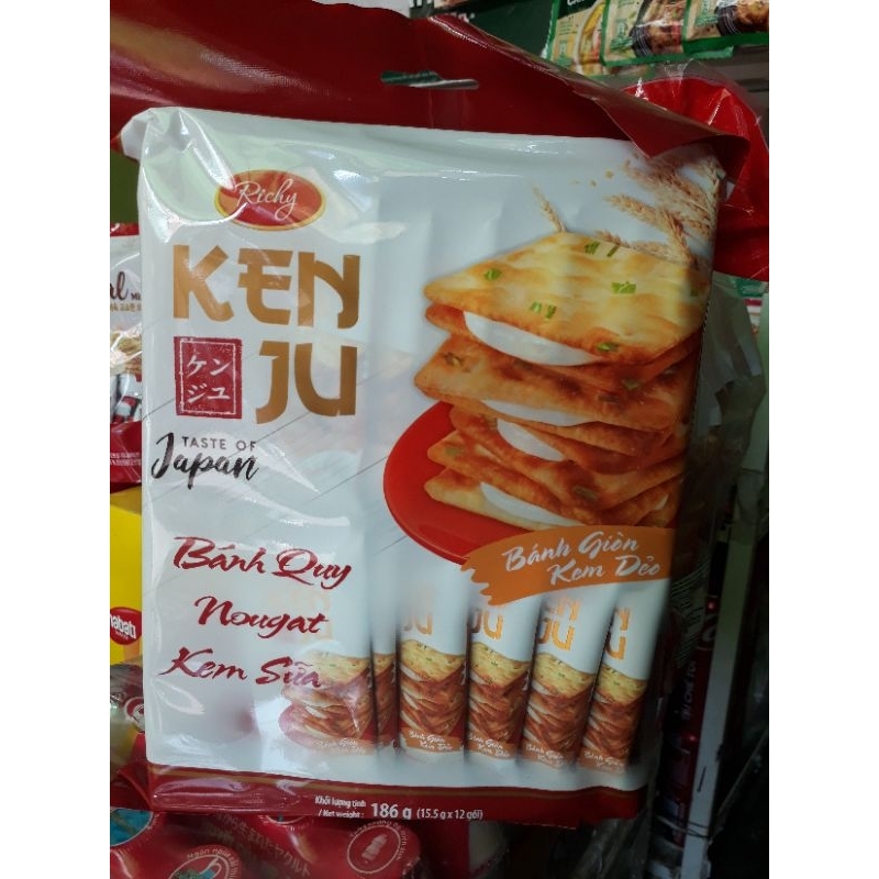 Bánh Quy KENJU Richy Nougat Kem Sữa 186g 12 Gói